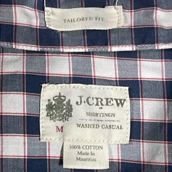 J. Crew mens navy white red plaid long sleeve button down shirt - size M - Picture 4 of 8